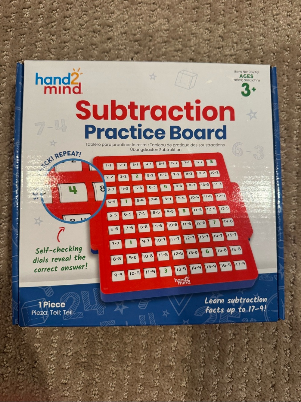 Red Subtraction Practice Board for Kids